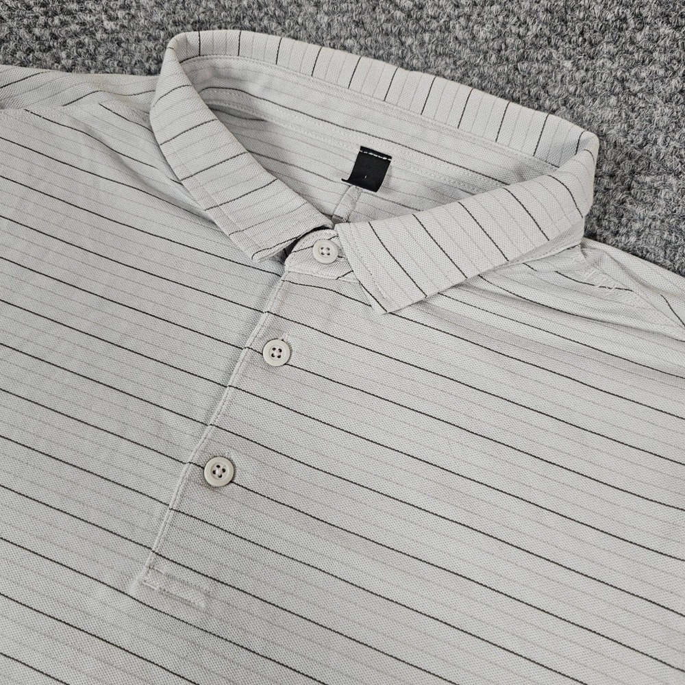 Lululemon Mens Evolution Polo Shirt L Gray Striped Short Sleeve Golf Athletic